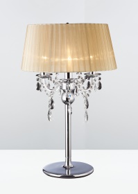 Olivia Polished Chrome-Soft Bronze Crystal Table Lamps Diyas Shaded Table Lamps